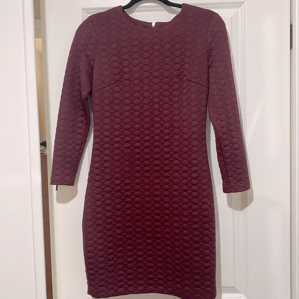 Burgundy Quilted Bodycon Dress